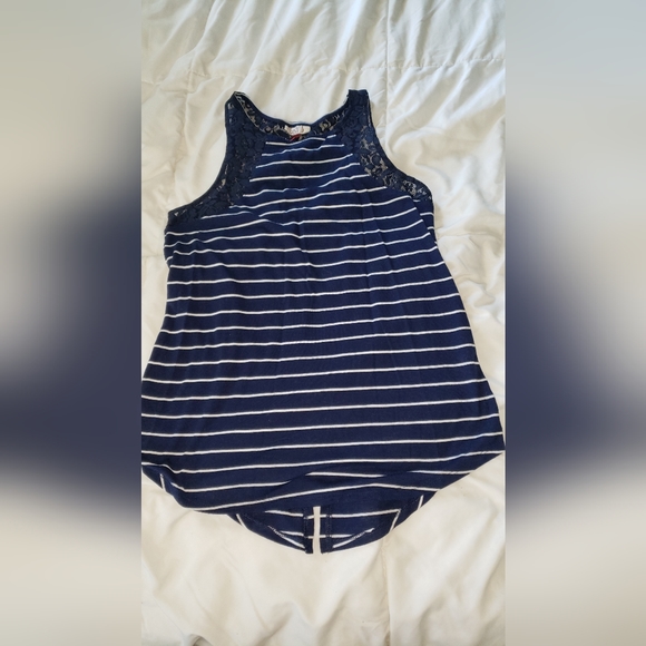 SO Tops - SO Navy Blue and white striped Tank top size Large